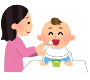 離乳食を食べている赤ちゃんのイラスト