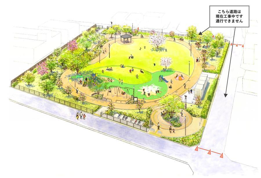 イラスト：南文化公園イメージ図(周辺道路は工事中のため通行できません）