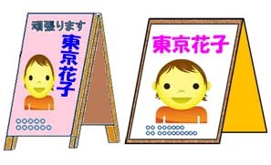 イラスト：直接地面に据え置く折り畳み式の掲示板等を使用したポスター