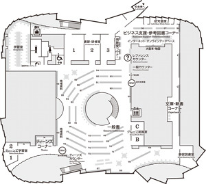 イラスト：国際交流教養文化棟　2階の案内図