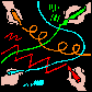 イラスト：クレヨンで線を描いている